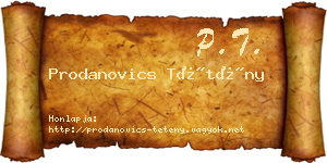 Prodanovics Tétény névjegykártya